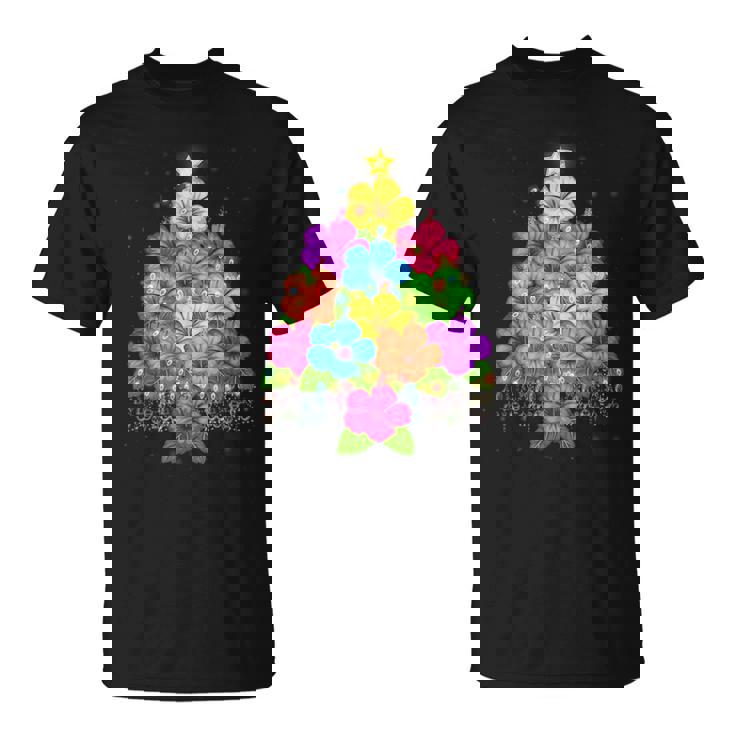 ハワイアン クリスマス ハイビスカス フラワー ツリー ハワイ トロピカル Tシャツ