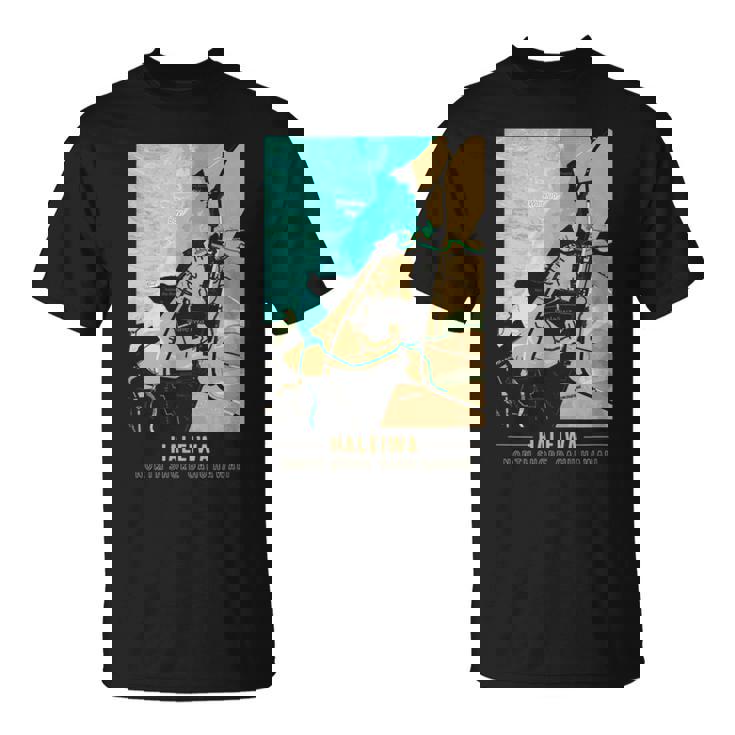 ハワイハレイワ ノースショア オアフ地図 Tシャツ