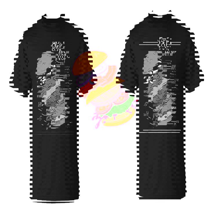 ハンバーガー 解剖図 面白いtシャツ ファストフード メンズ おもしろ グッズ 面白い 服 オリジナル ネタ 食べ物 Tシャツ
