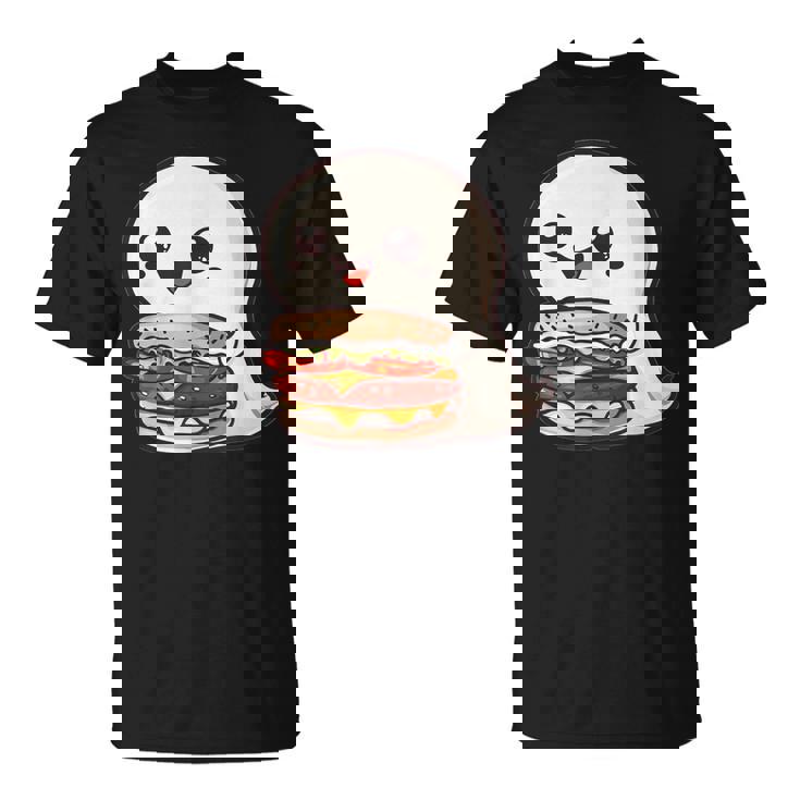 ハンバーガーとかわいいおばけ Tシャツ