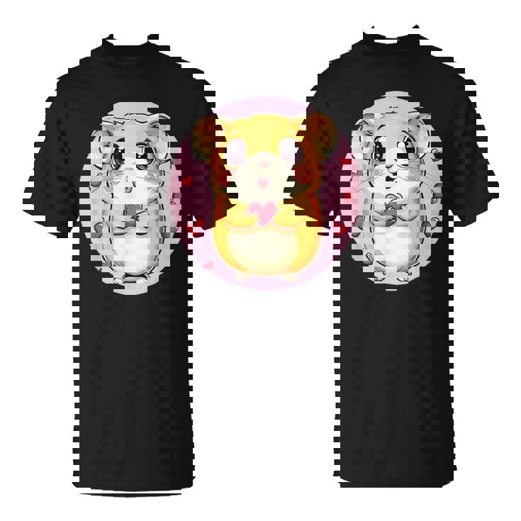 ハートに囲まれたハートを持つかわいいハムスター Tシャツ
