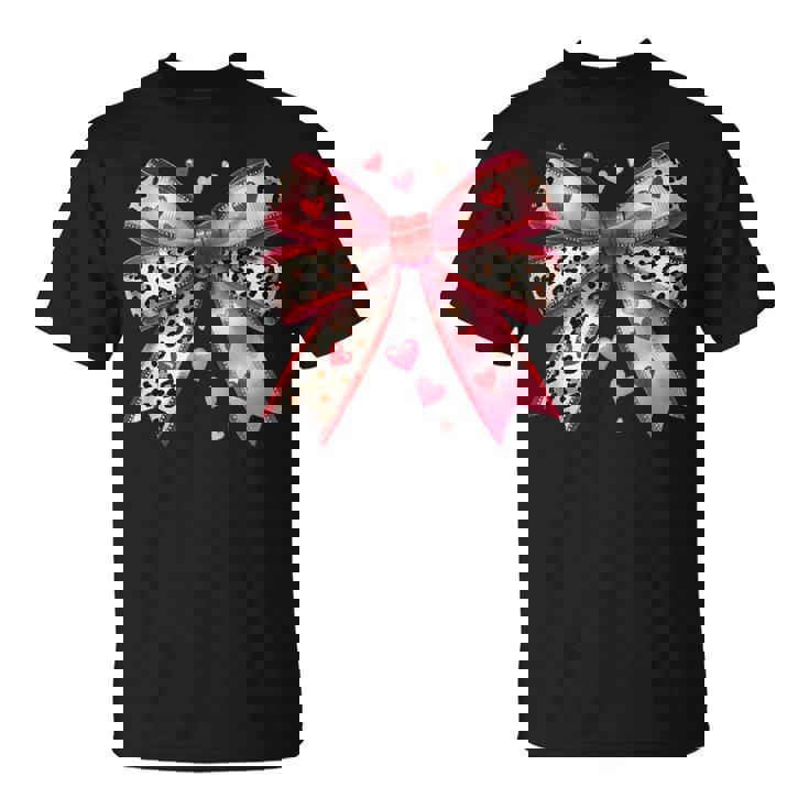 ハート付きピンクヒョウ柄リボン。 Tシャツ