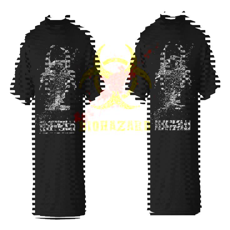 バイオハザード 感染 感染サイン ゾンビ血のはね付き Tシャツ