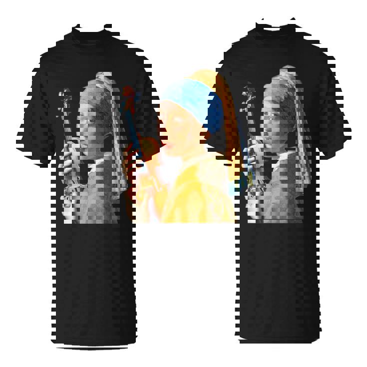 バイオリン 楽器 面白いtシャツ フェルメール かわいい メンズ 子供 おもしろ 服 グッズ ネタ 音楽 Tシャツ