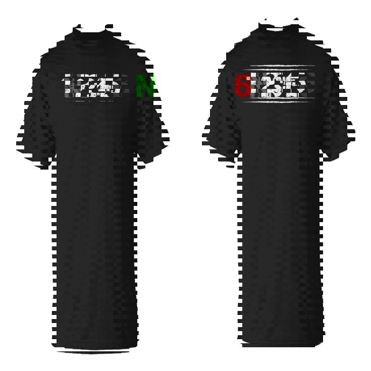 バイク ギアシフト 1N23456 バイク バイカー ツアー Tシャツ