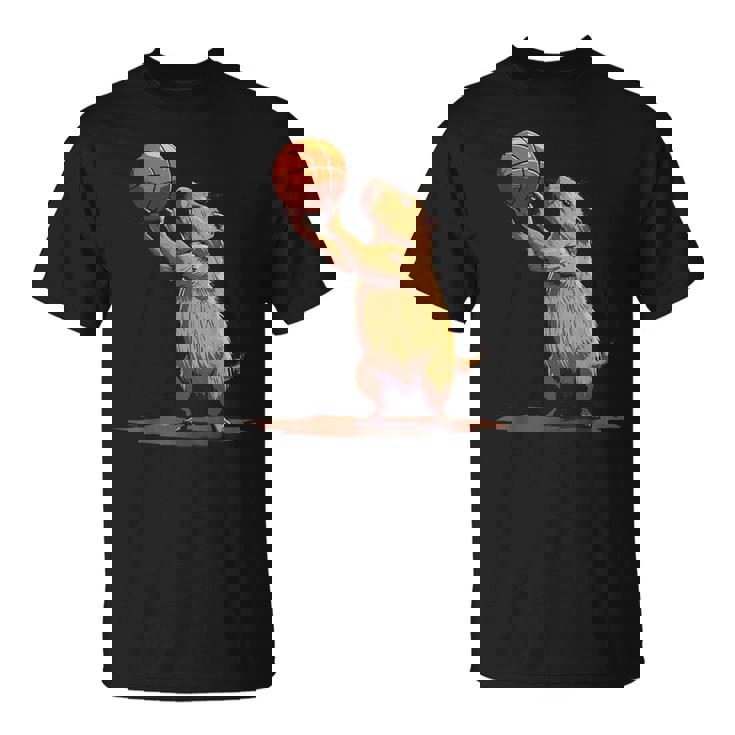 バスケットボール ドローイング バスケットボール 恋人 カピバラ 動物 アート Tシャツ