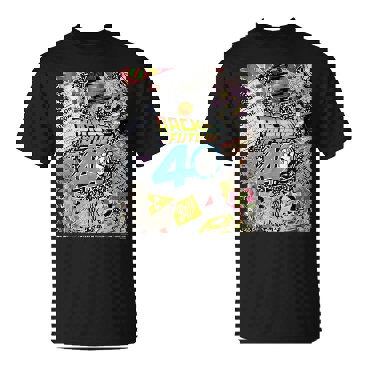 バック・トゥ・ザ・フューチャー 40周年記念ステッカー コラージュ Tシャツ