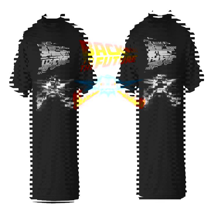 バック・トゥ・ザ・フューチャー デロリアンとロゴ Tシャツ