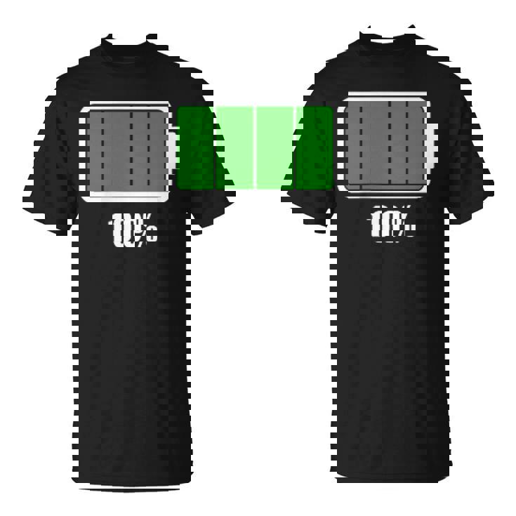 バッテリー100シャツ バッテリーハートフル充電バッテリーフル。 Tシャツ