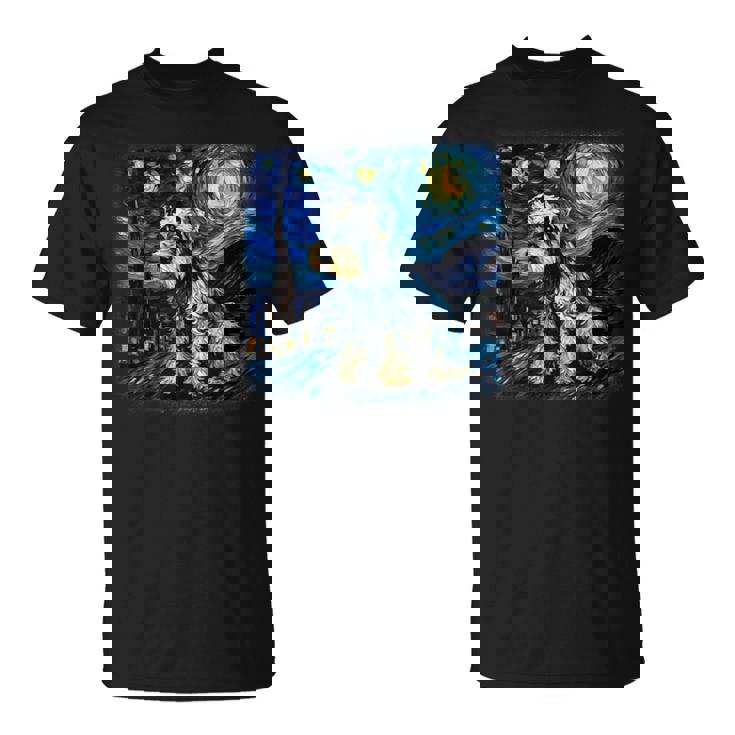 バン・ゴッホ 星月夜ミニチュア・シュナウザー Tシャツ