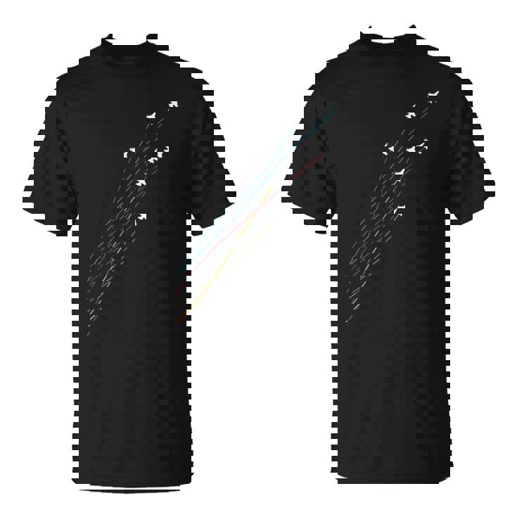 パイロットカラフルフライングジェット飛行機戦闘機ギフト Tシャツ