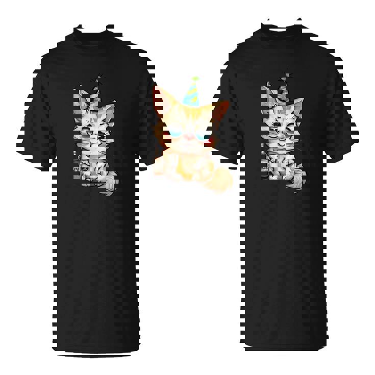 パーティー 猫 ドリンク 飲んだ 酔った プッシー キティ 猫 お祝い ブーー Tシャツ