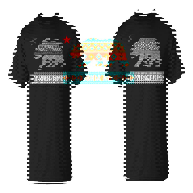 ヒッピー カリフォルニア リパブリック ネイティブ アメリカン パターン シャツ Tシャツ