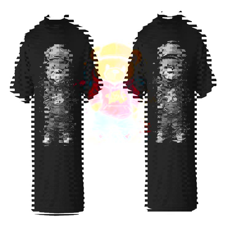 ヒップホップのテディベア、クールなアーバンノベルティグラフィック。 Tシャツ