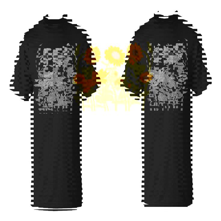 ヒマワリ 野花 ヴィンテージ ボタニカル 植物 ガーデニング Tシャツ