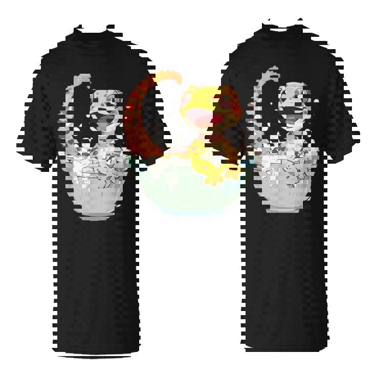 ヒョウモントカゲモドキ シャワー かわいい 野生動物 トカゲ Tシャツ