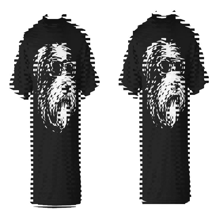 ビアデッド・コリー サングラス 犬 グラフィック デザイン Tシャツ