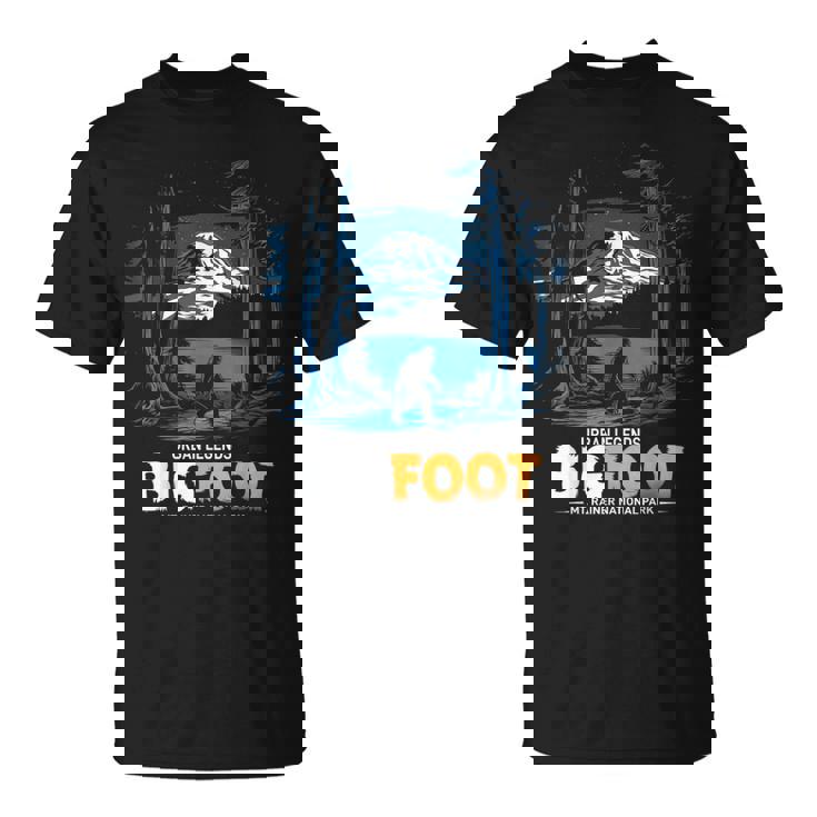 ビッグフット都市神話伝説マウントレイナー国立公園 Tシャツ