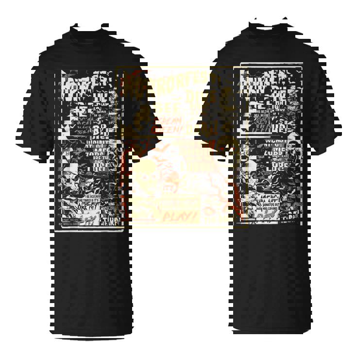 ビンテージホラーフェストポスターハロウィン映画オールドタイムホラー Tシャツ