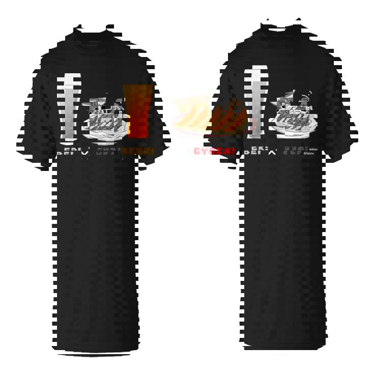 ビールとぎょうざとねこ ビール 餃子 猫 Tシャツ