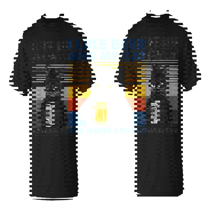 ビール好きで猫が手にビールを飲んでビール友達を応援 Tシャツ