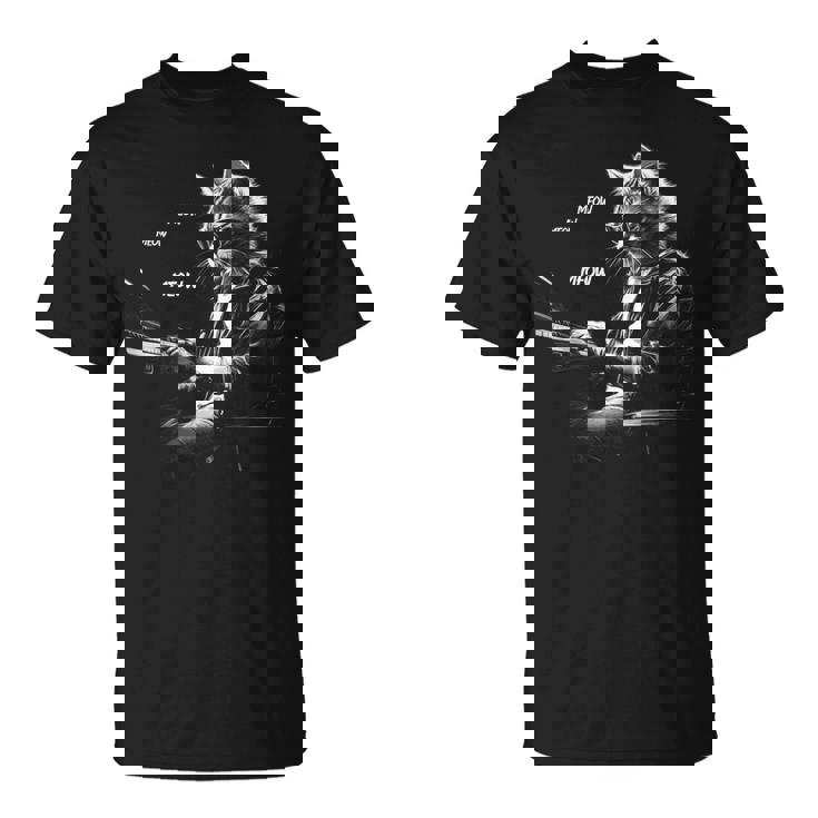 ピアノを弾くクラシック猫 鍵盤交響曲 Tシャツ