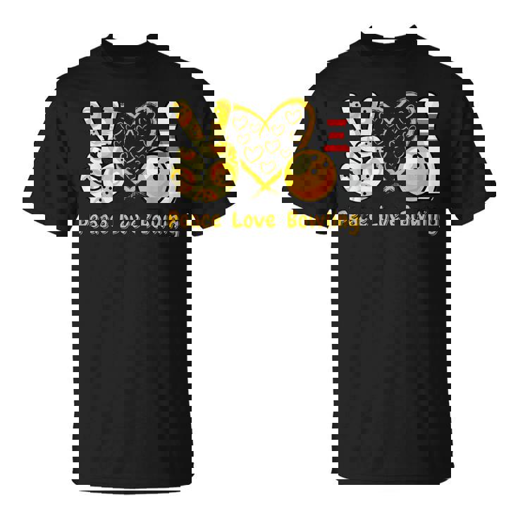 ピース・ラブ・ボウリング Tシャツ