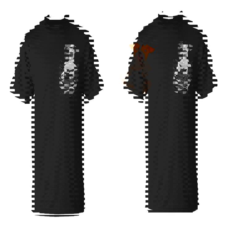 ファニージャックラッセルテリア ポケットに入った恋人向け Tシャツ