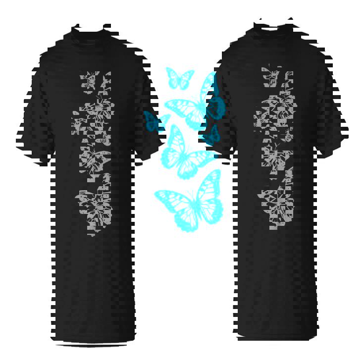 ファンタジー エレガント 蝶 ブルー ブラック シェイプ マニア Tシャツ