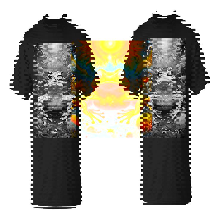 ファンタジー キュート イエロー カエルの太陽 Tシャツ