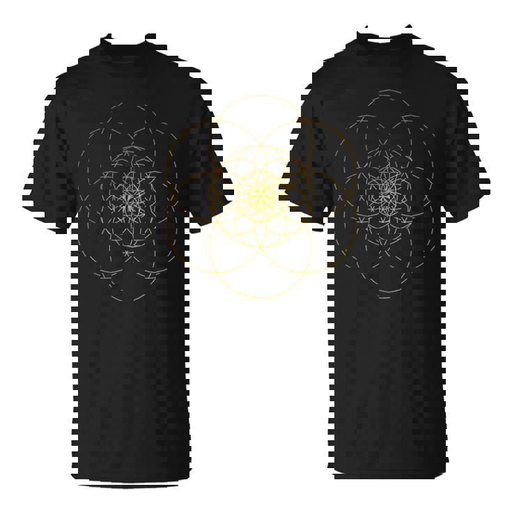 フラクタルシードオブライフ 神聖な幾何学 マンダラ バイブ アート マントラ Tシャツ