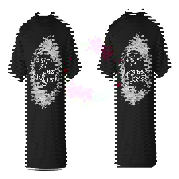 フローラル 97歳 誕生日 男性 女性 97歳 誕生日 Tシャツ