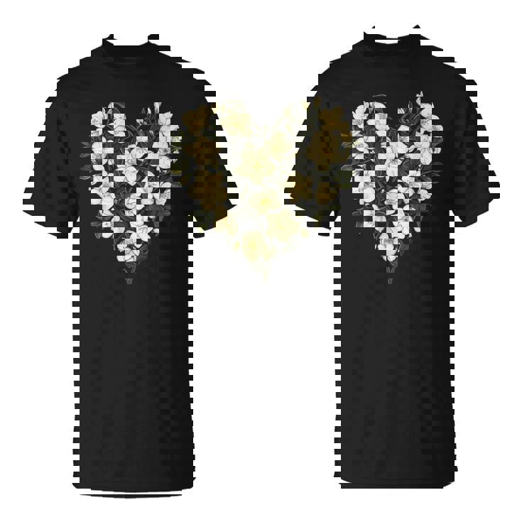 フローラル ジャスミン フラワーガール ハート バレンタインデー 植物 ママ Tシャツ