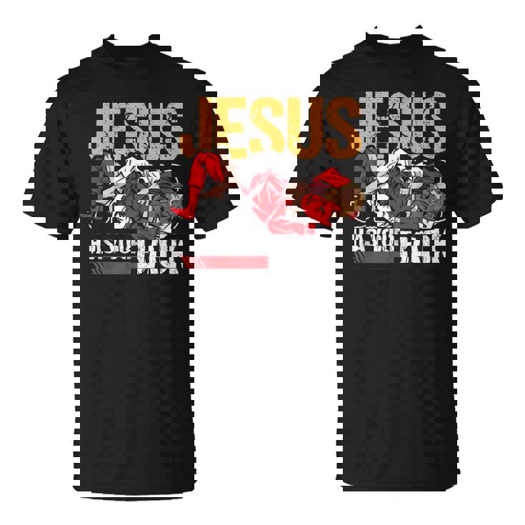 ブラジリアン柔術 ジーザス・ハズ・ユア・バック 面白いクリスチャンbjj Tシャツ