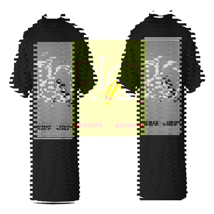 ブラジルオオハシ航空ヴィンテージ旅行ポスターリオデジャネイロ Tシャツ