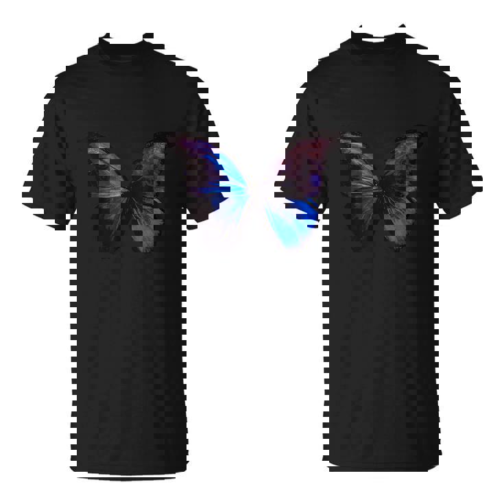 ブルー モルフォ バタフライ アートプリント Tシャツ