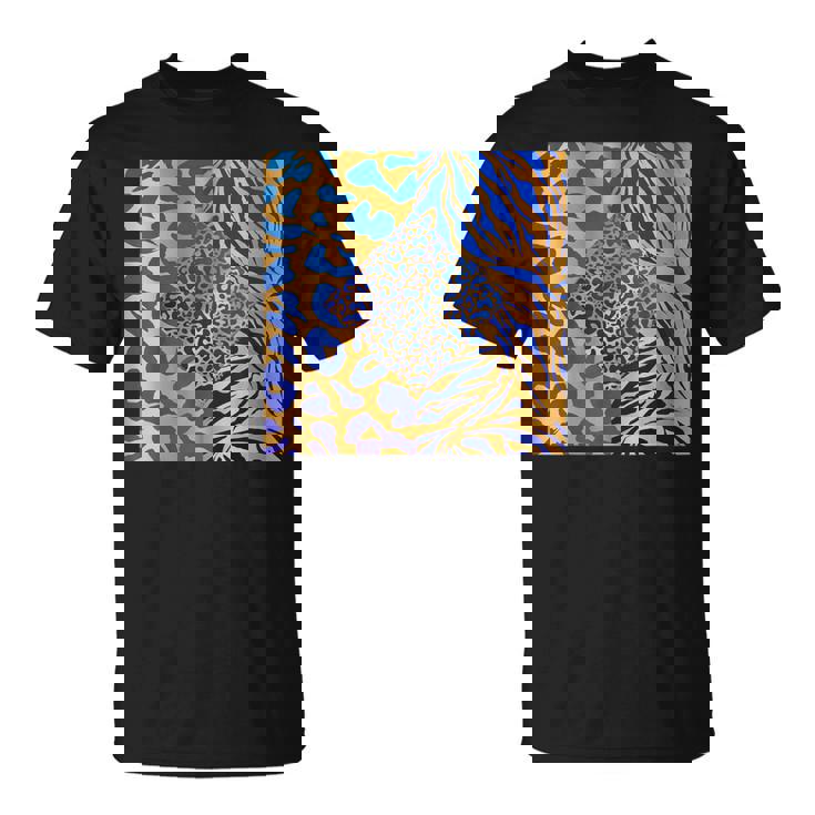 ブルースの直径のジャングルプリントゴールド。シマウマ、パンサー、チーター Tシャツ