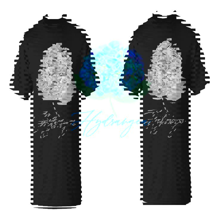 ブルーパープルアジサイフラワーレトロガーデナーアート Tシャツ