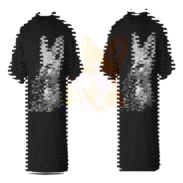 ブルーベリー フェネック キツネ ブルーベリー アニマルアート 野生動物 自然 Tシャツ