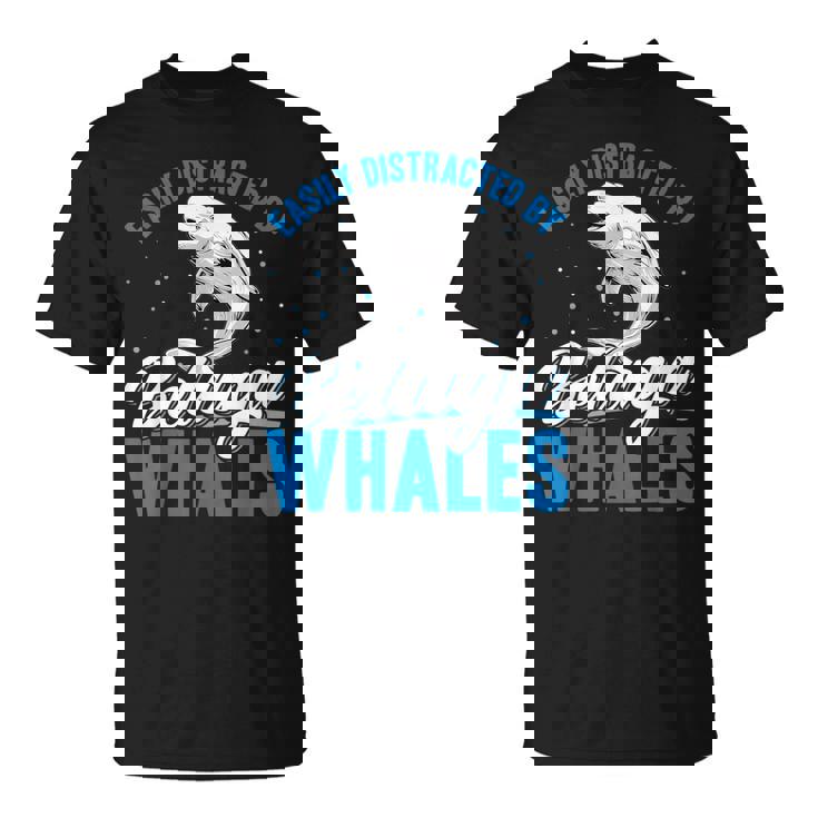 ベルーガクジラに簡単に気を取られる面白いシロイルカ動物。 Tシャツ