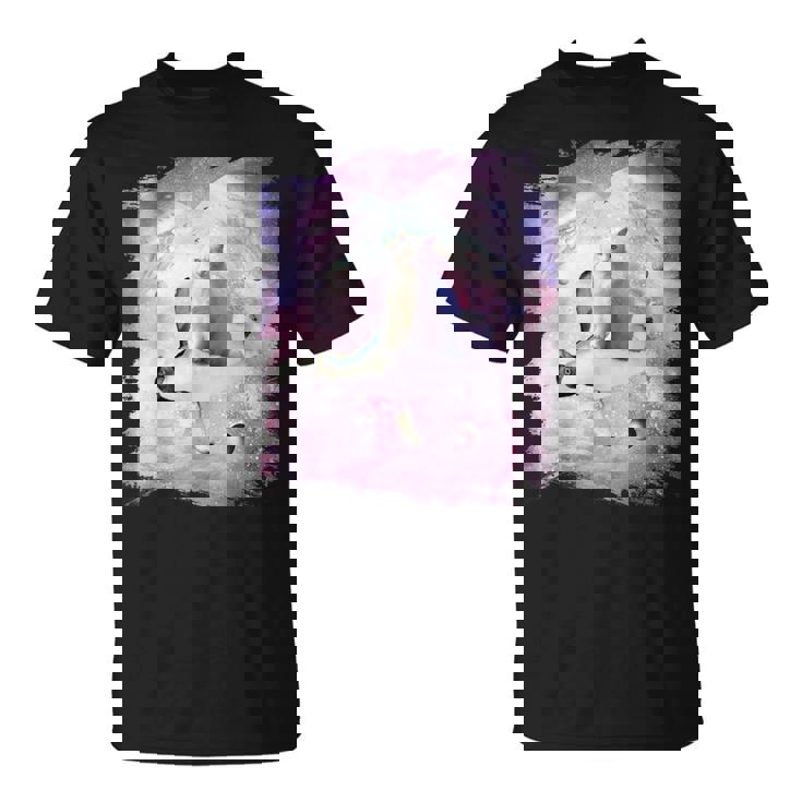 ペンギンに乗る宇宙猫 Tシャツ