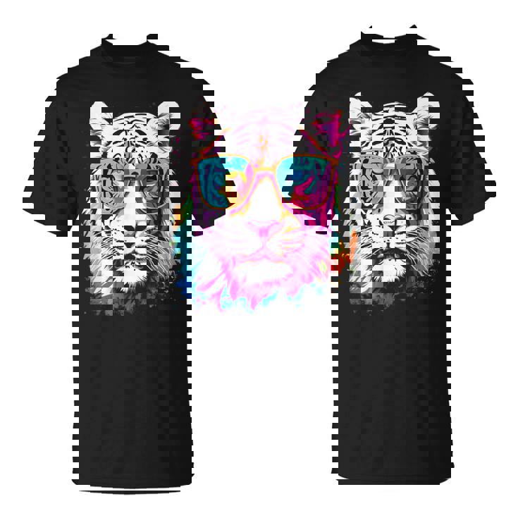 ホワイトタイガー サングラス カラフル アート 動物 虎 Tシャツ