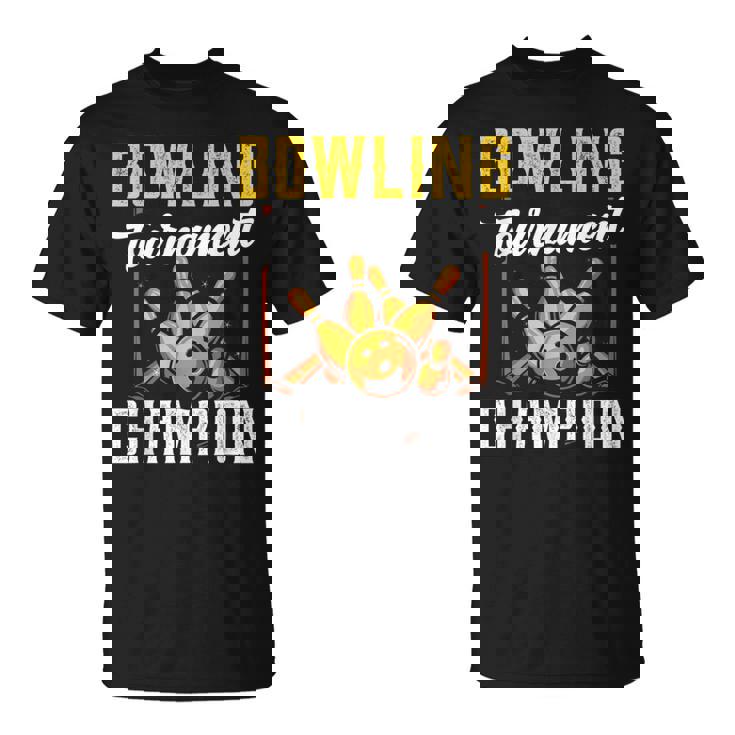 ボウリング大会優勝 クルー ボウリング チーム ホビー ボウラー Tシャツ