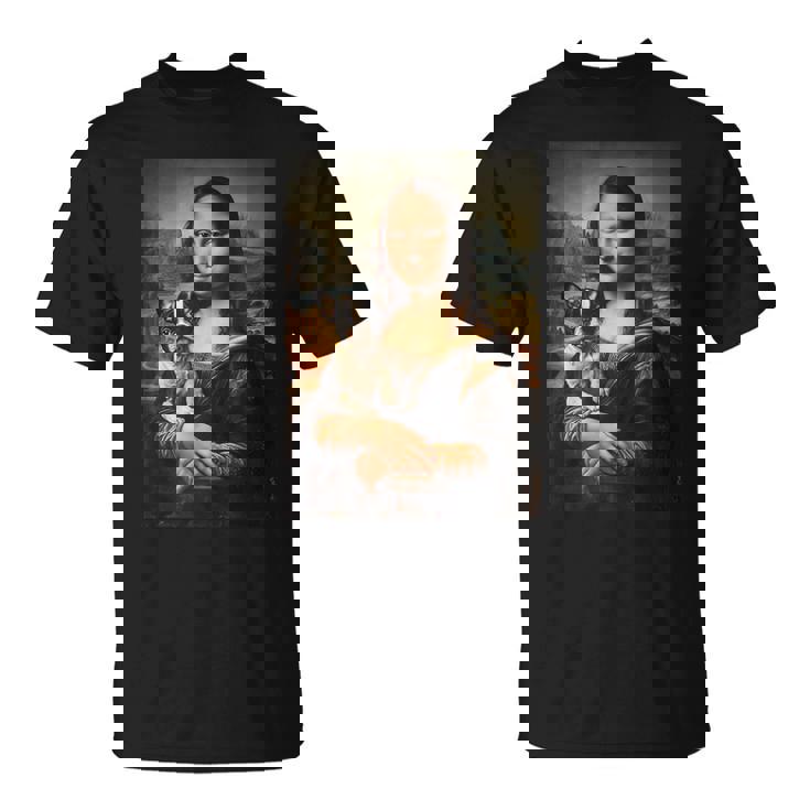 ボストンテリア モナリザ 絵画 アート 犬 ママ お父さん Tシャツ