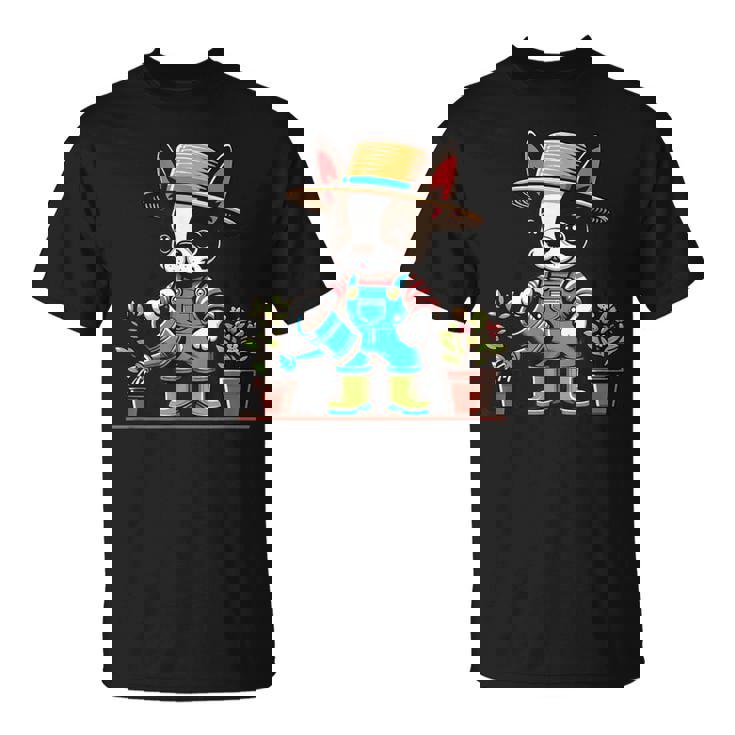 ボストンテリア 水やり 植物 ガーデニング 犬好き Tシャツ