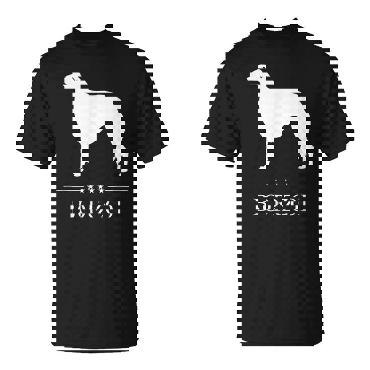 ボルゾイ犬の白いシルエット Tシャツ