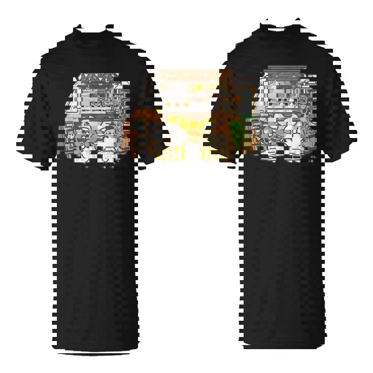 ボンレス犬とボンレス猫 キッチンカー ダークカラー Tシャツ