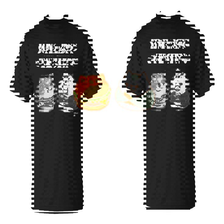 ボンレス犬とボンレス猫 ハンバーガーとおにぎり ダークカラー Tシャツ