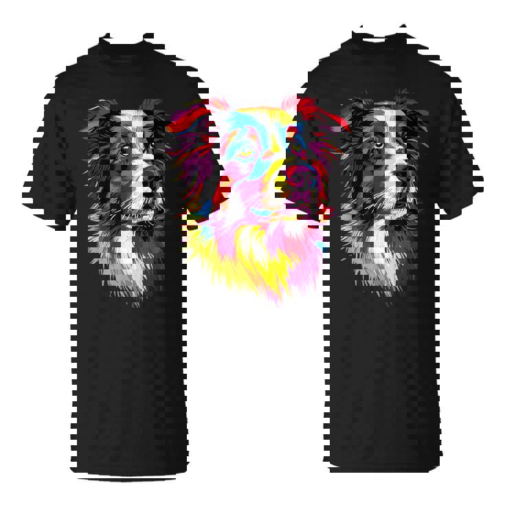 ボーダーコリー ポップアート レインボーカラー カラフル ボーダーコリー Tシャツ