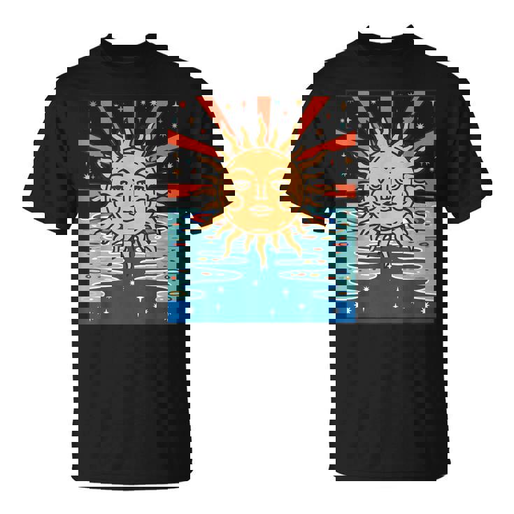 ボーホー 太陽と月 天体 三日月 フェイズ Tシャツ